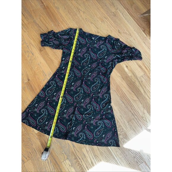 Tommy Hilfiger Dress Womens 12 Green Paisley Short Sleeve A Line Shift Stretch - Picture 12 of 13